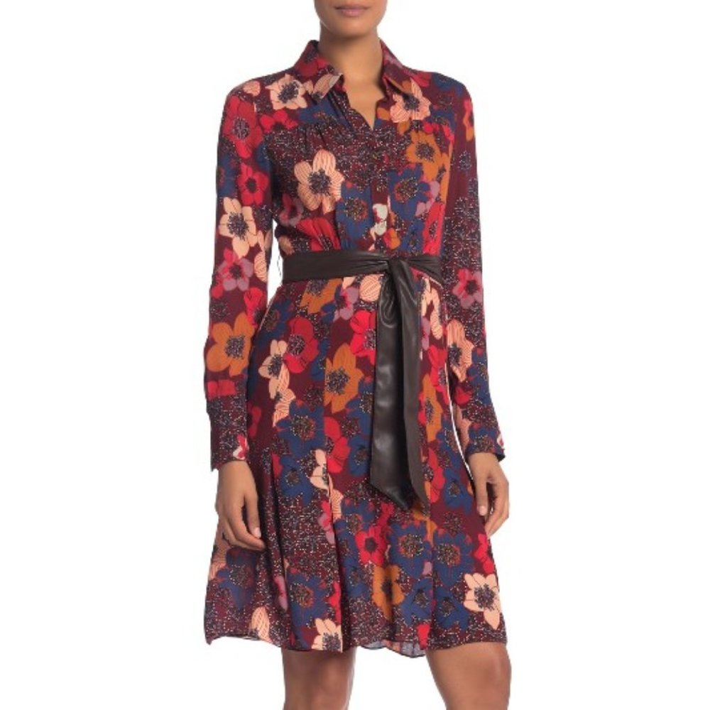 Ellie Tahari Brinx Floral Printed Shirt Dress